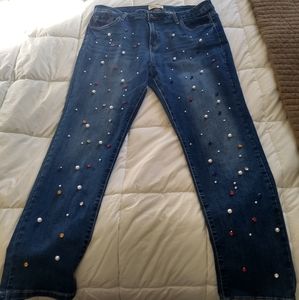 Plus Size Beaded Jeans